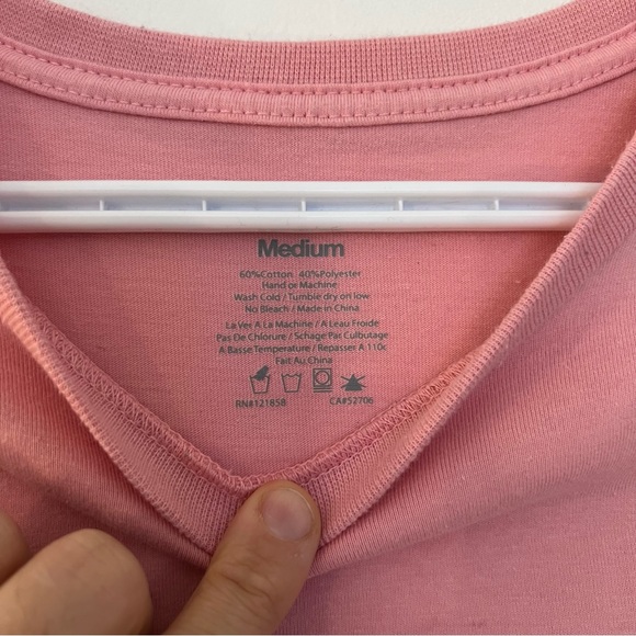 (UNISEX) Drake T-Shirt Short Sleeve with puppy front pocket pink - Picture 5 of 6